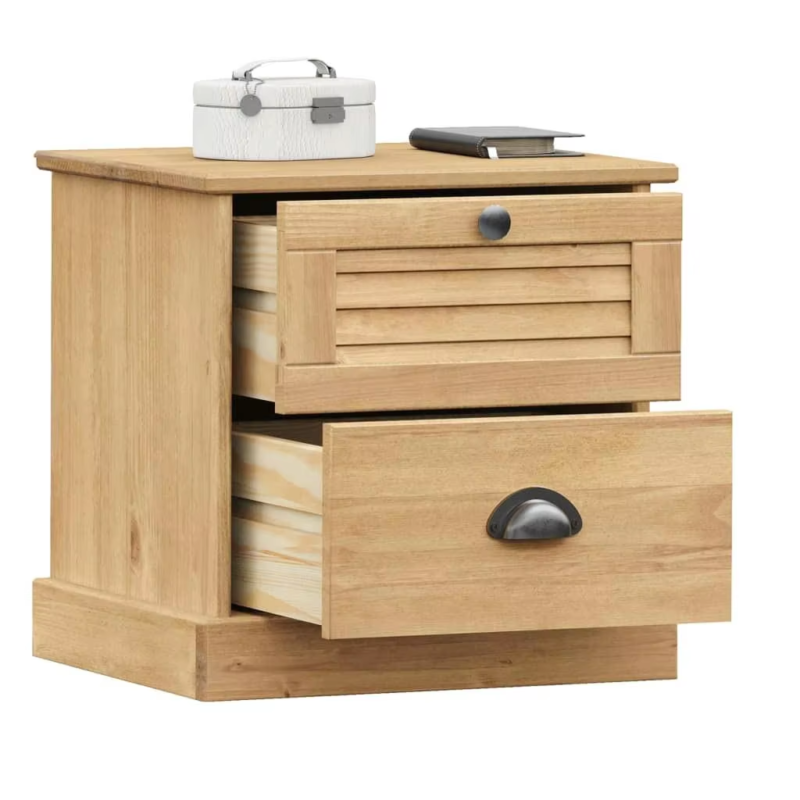 VIGO Bedside Cabinet 42X35X42 Cm Solid Pine Wood Nightstand for Bedroom Storage