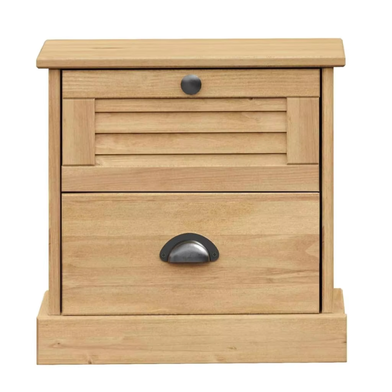 VIGO Bedside Cabinet 42X35X42 Cm Solid Pine Wood Nightstand for Bedroom Storage