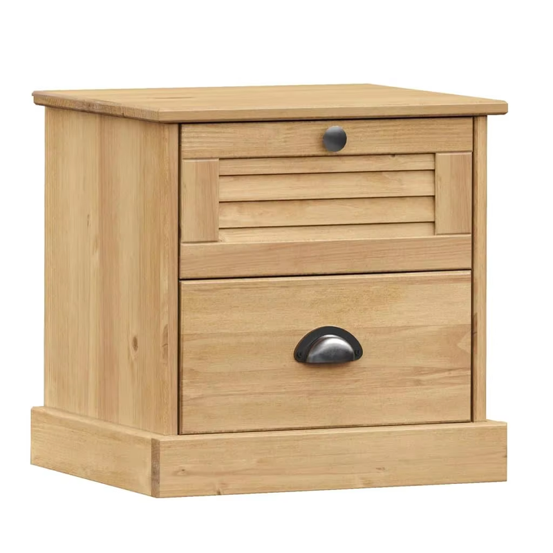 VIGO Bedside Cabinet 42X35X42 Cm Solid Pine Wood Nightstand for Bedroom Storage