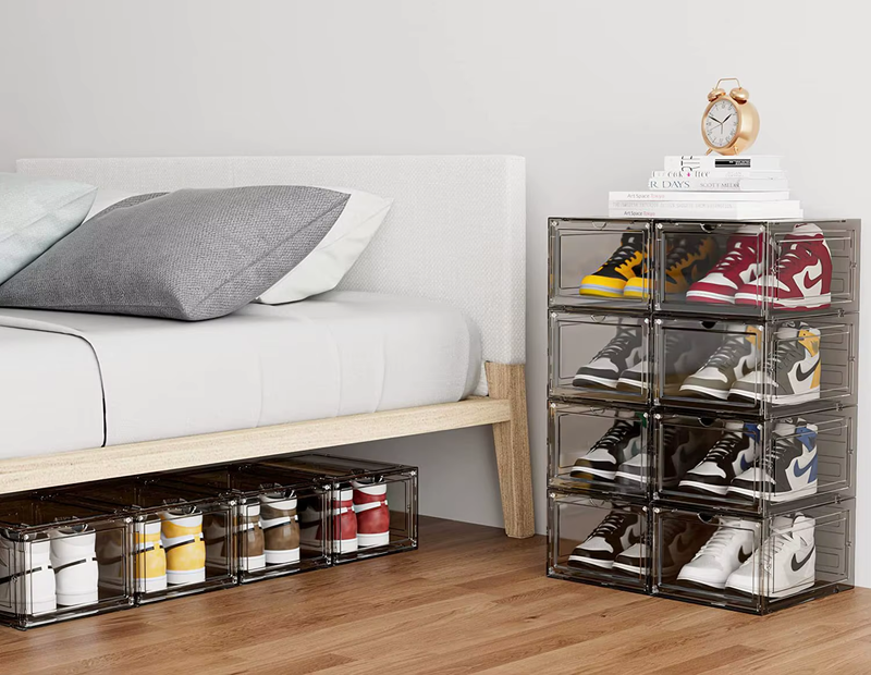 12Pcs Acrylic Transparent Shoe Box, Stackable Large Thickened Shoe Display Case,