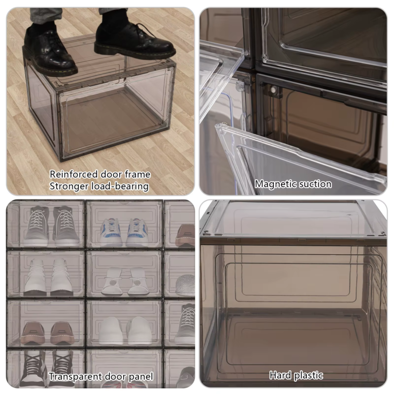 12Pcs Acrylic Transparent Shoe Box, Stackable Large Thickened Shoe Display Case,