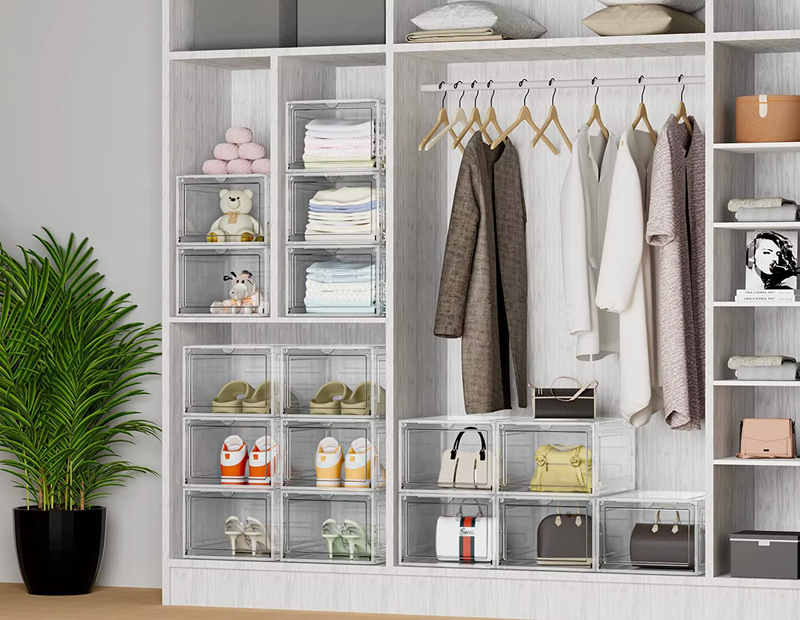12Pcs Acrylic Transparent Shoe Box, Stackable Large Thickened Shoe Display Case,