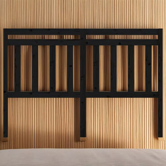 Black Solid Wood Pine Bed Headboard 126X4X100 Cm - Stylish & Durable Bedroom Fur