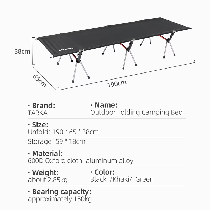 Portable Camping Cot Lightweight Collapsible Sleeping Bed Tourist Hiking Backpac