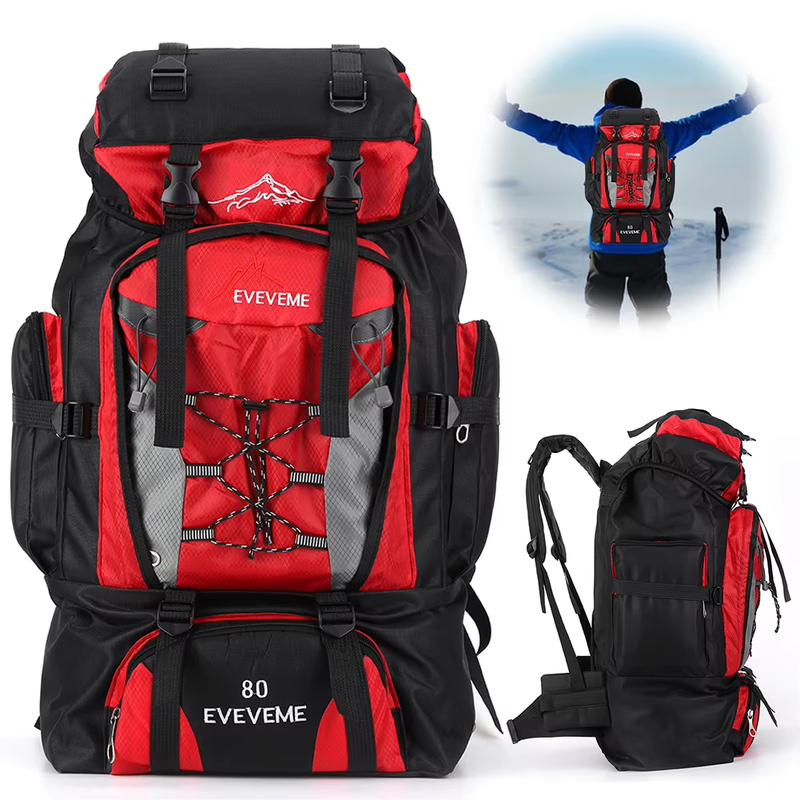80L Travel Backpack Camping Bag for Men Large Hiking Bag Tourist Rucksack Waterp