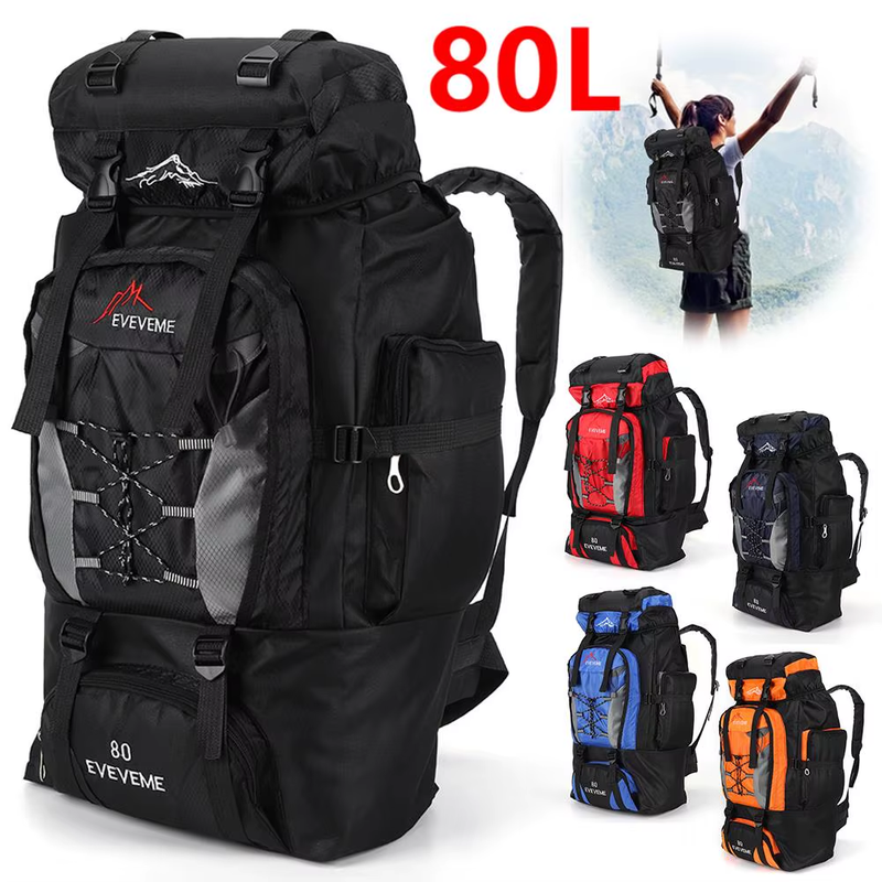 80L Travel Backpack Camping Bag for Men Large Hiking Bag Tourist Rucksack Waterp