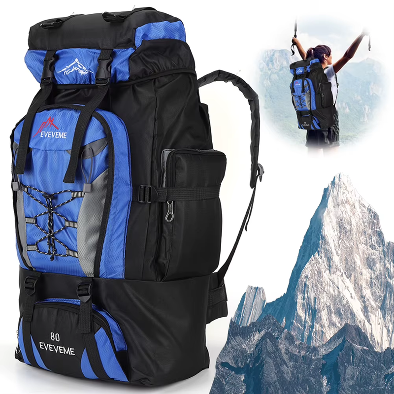 80L Travel Backpack Camping Bag for Men Large Hiking Bag Tourist Rucksack Waterp