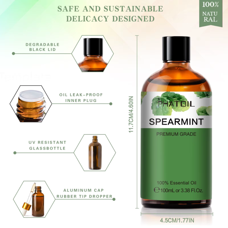 100ML Spearmint Pure Natural Rose Essential Oils for Humidifier Diffuser Spa Mas