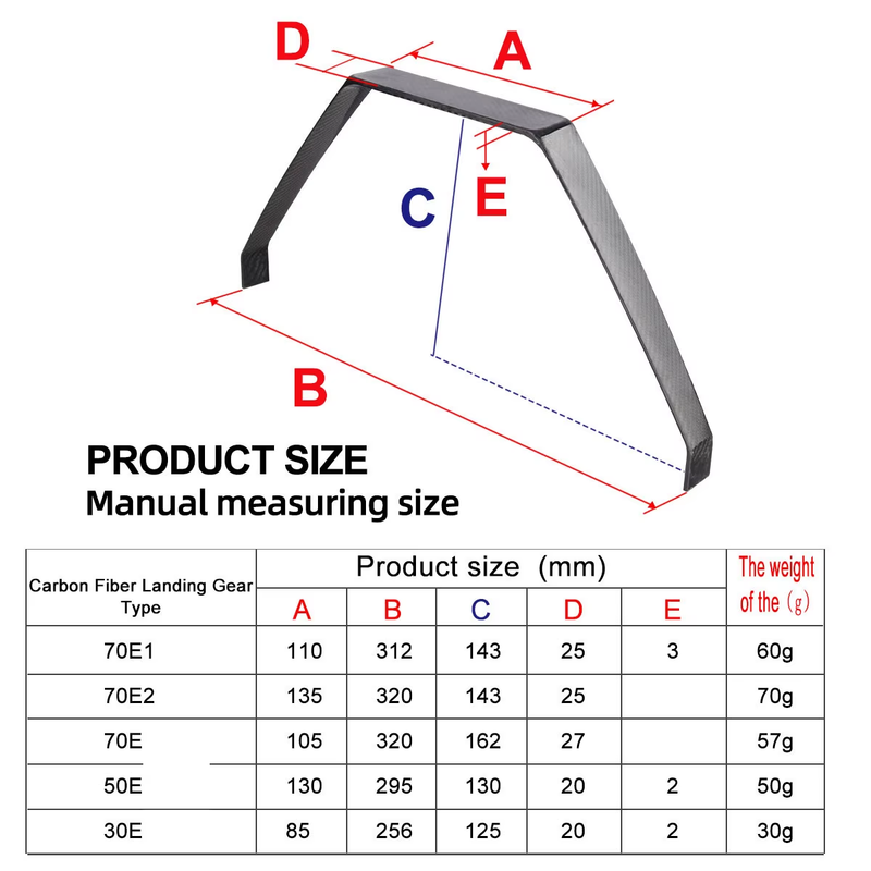 1Pc Strong Standard Extra 260 Carbon Fiber Landing Gear for 30E/50E/70E RC Elect