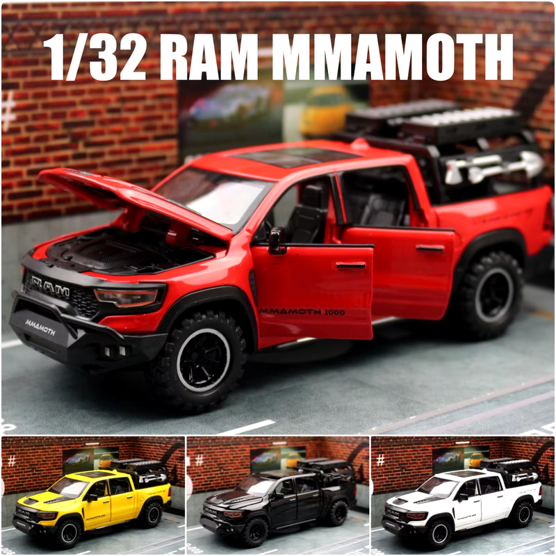 1/32 Dodge RAM MAMMOTH Pickup Toy Car Miniature Diecast Metal off Road Vehicle M