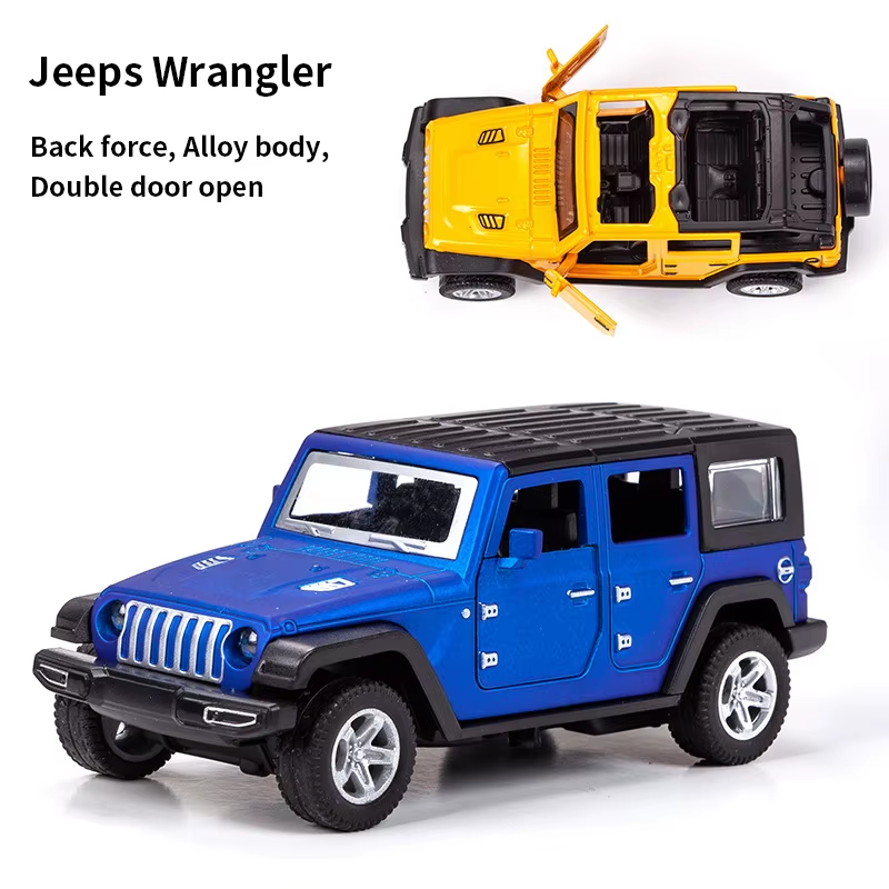 1:36 Alloy JEEPS Wrangler Car Model Simulation Off-Road Vehicle Pull Back Car De