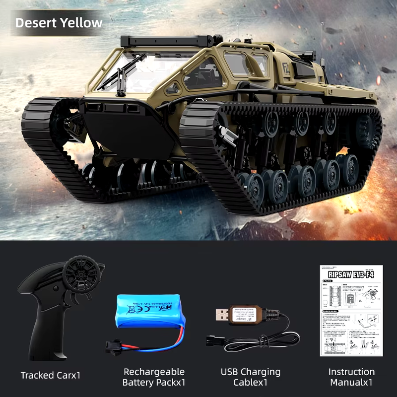 JJRC C8812 LED Light Full Scale Tracked Tank Simulation Model Toy RC Car Model D