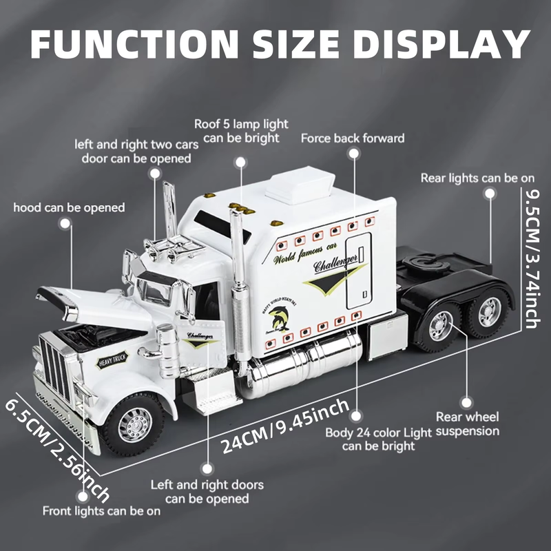 1:24 Scale Peterbilt 389 Tractor Trailer Play Toy Truck Vehicle for Kids, Lonest