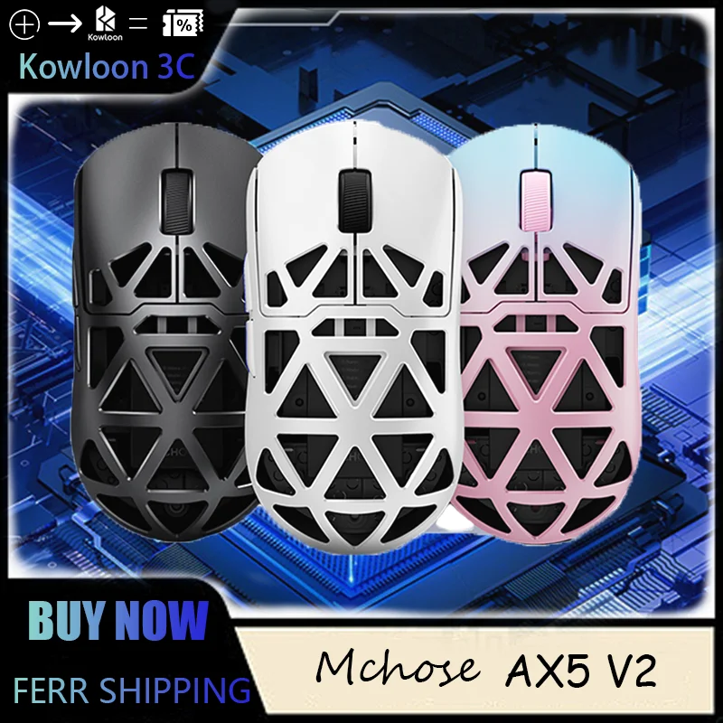 Mchose Ax5 V2 Mouse Paw3950 8KHZ 26000DPI Magnesium Wireless Gaming Bluetooth Tr