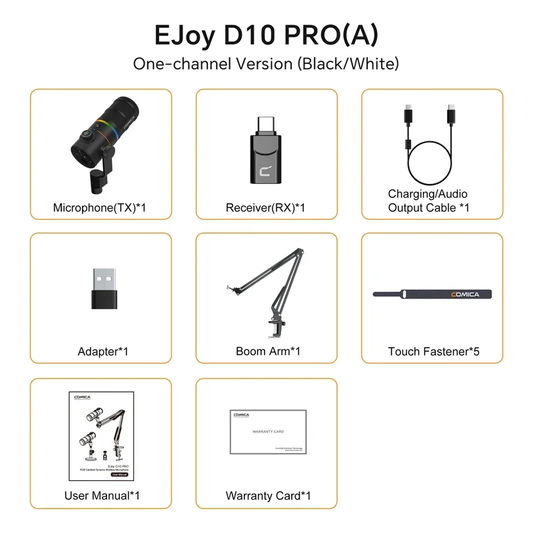 Comica D10 PRO COMBO Cardioid USB/XLR Dynamic Wireless Microphone PC Computer Ga