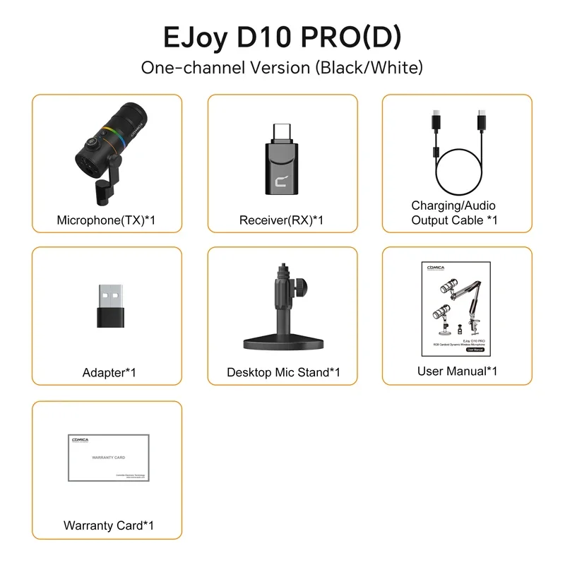 Comica D10 PRO COMBO Cardioid USB/XLR Dynamic Wireless Microphone PC Computer Ga