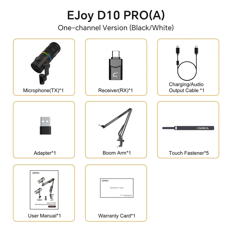 Comica D10 PRO COMBO Cardioid USB/XLR Dynamic Wireless Microphone PC Computer Ga