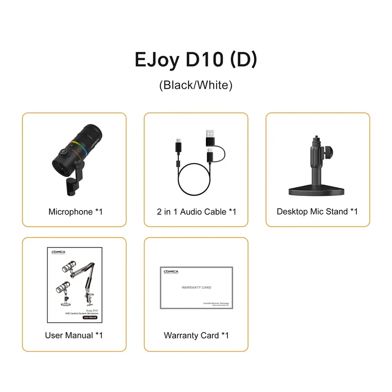 Comica D10 PRO COMBO Cardioid USB/XLR Dynamic Wireless Microphone PC Computer Ga