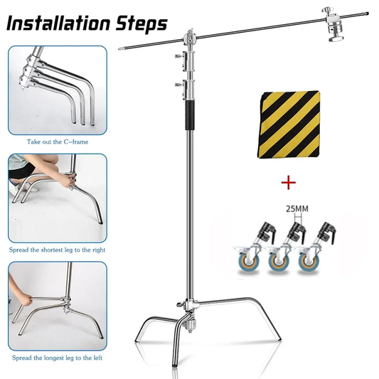 2.6M/8.5FT Stainless Steel Century Foldable Light Stand Tripod Magic Leg Photogr