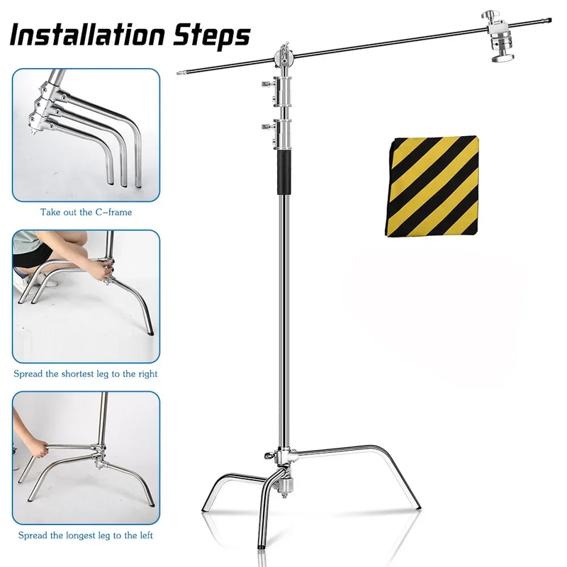 2.6M/8.5FT Stainless Steel Century Foldable Light Stand Tripod Magic Leg Photogr