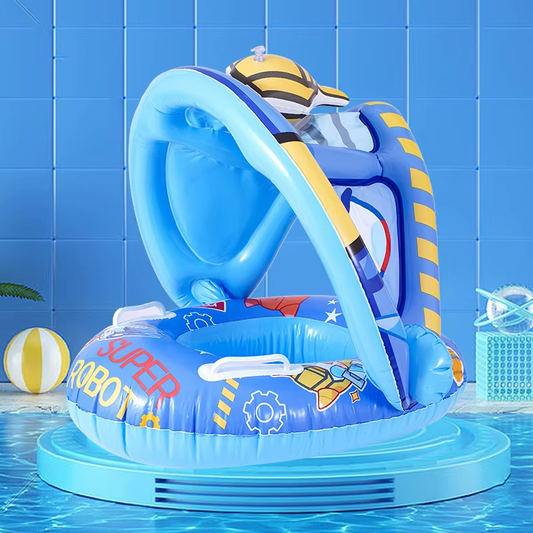 1Pack PVC Inflatable Swimming Ring with Belting Sun Shade Pool Float, Inflatable