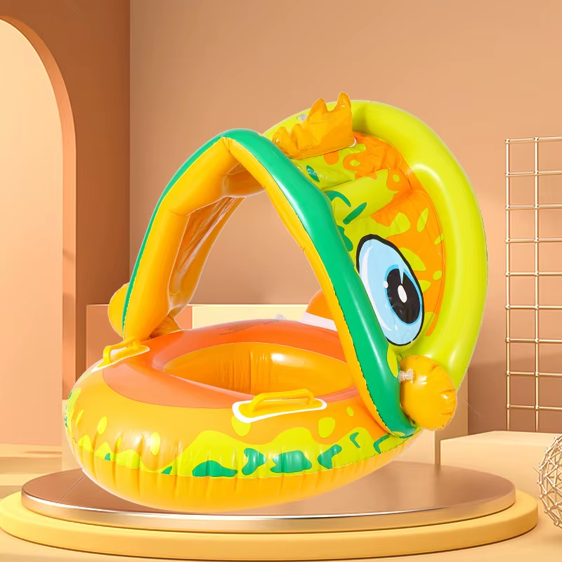 1Pack PVC Inflatable Swimming Ring with Belting Sun Shade Pool Float, Inflatable