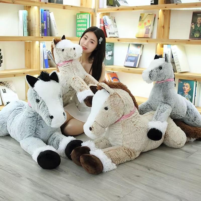 1Pc 90CM Big Size Cute Lying Horse Plush Toys Stuffed Cartoon Animal Horse Child