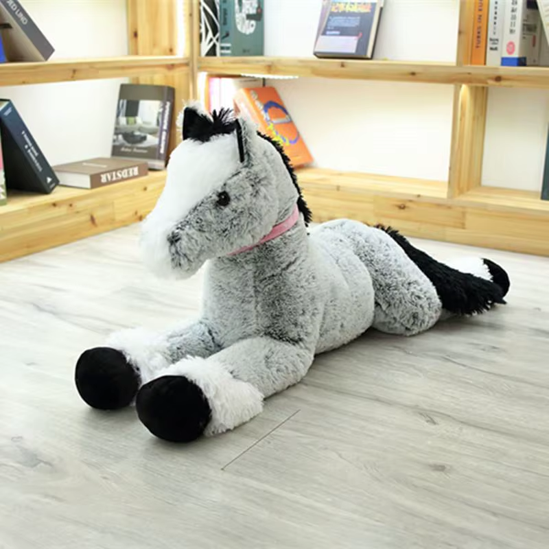 1Pc 90CM Big Size Cute Lying Horse Plush Toys Stuffed Cartoon Animal Horse Child