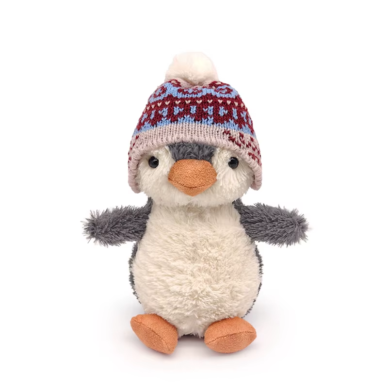 Kawaii High Quality Penguin Plush Doll Animal Stuffed Wearing Hat Scarf Camera W