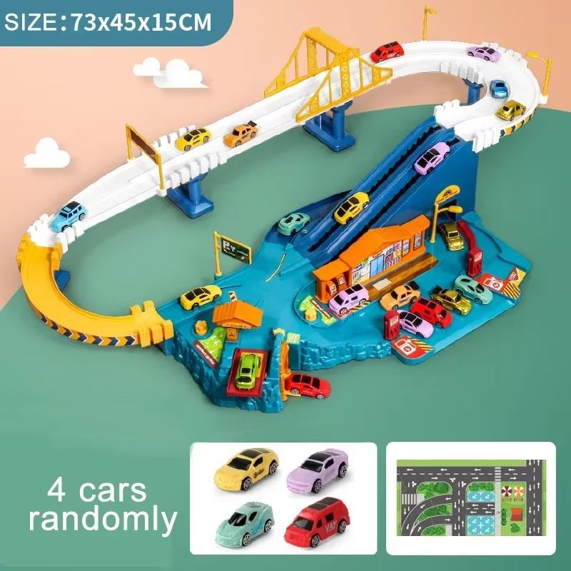 Electric Rail Car Dinosaur Building Parking Lot Adventure Racing Rail Car Toys C