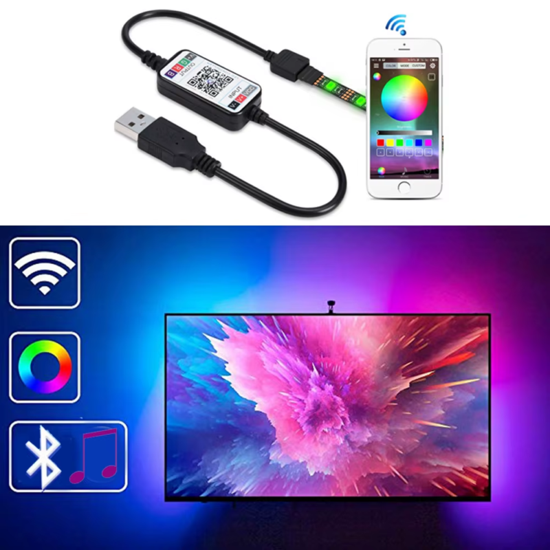 5V USB 5050 RGB LED Strip Light Bluetooth APP Remote LED Lights Strip Music Sync