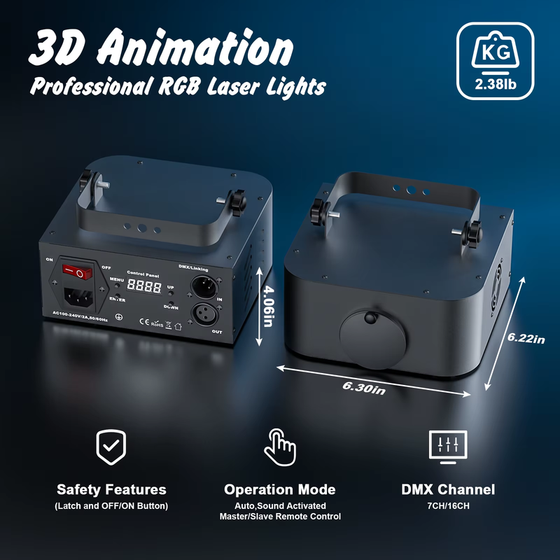 Animation Effect Laser Light RGB Beam Line Scanner Projector DMX Professional Di