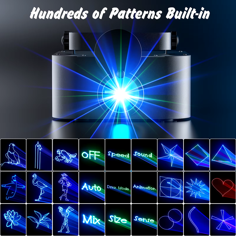 Animation Effect Laser Light RGB Beam Line Scanner Projector DMX Professional Di