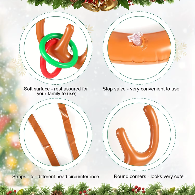 Inflatable Reindeer Antler Ring Toss Game for Christmas Kids Adults Family Party