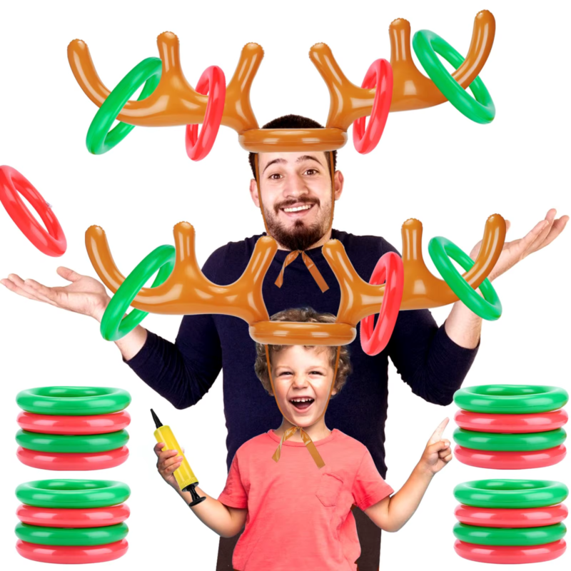 Inflatable Reindeer Antler Ring Toss Game for Christmas Kids Adults Family Party