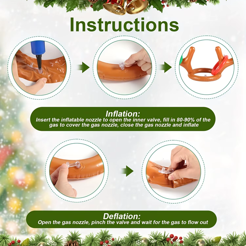 Inflatable Reindeer Antler Ring Toss Game for Christmas Kids Adults Family Party