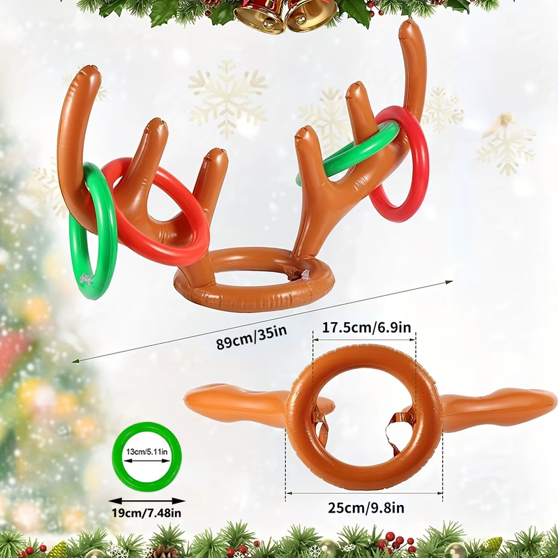 Inflatable Reindeer Antler Ring Toss Game for Christmas Kids Adults Family Party