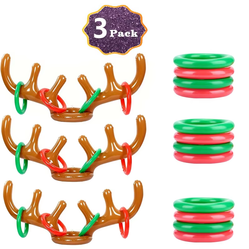 Inflatable Reindeer Antler Ring Toss Game for Christmas Kids Adults Family Party