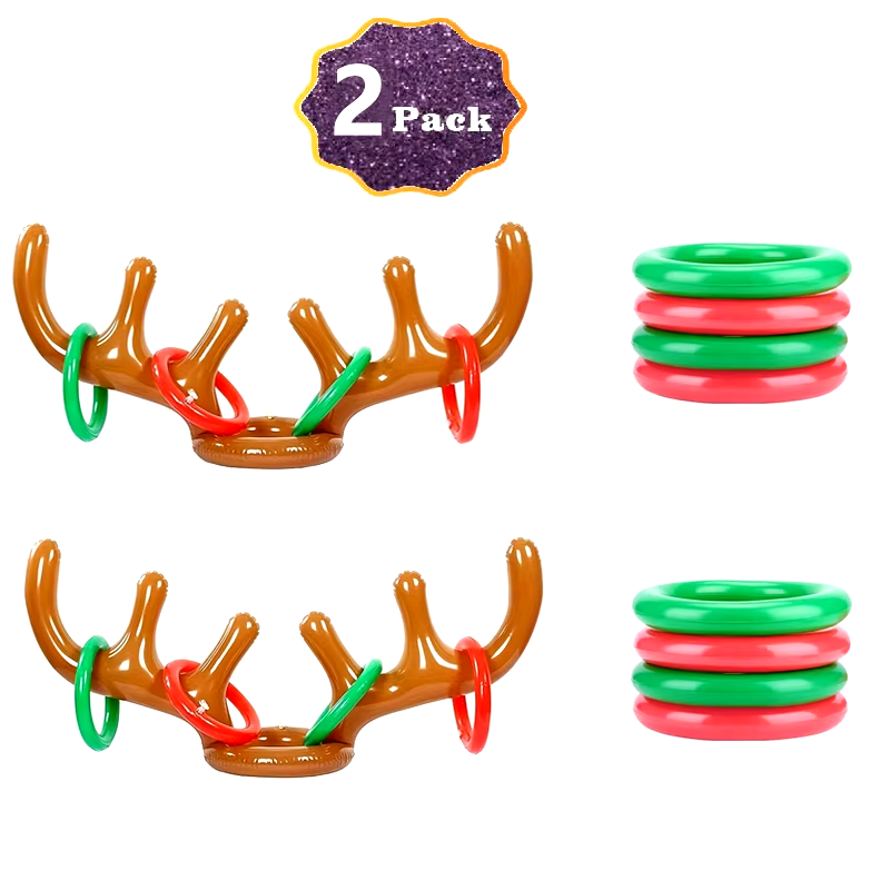 Inflatable Reindeer Antler Ring Toss Game for Christmas Kids Adults Family Party
