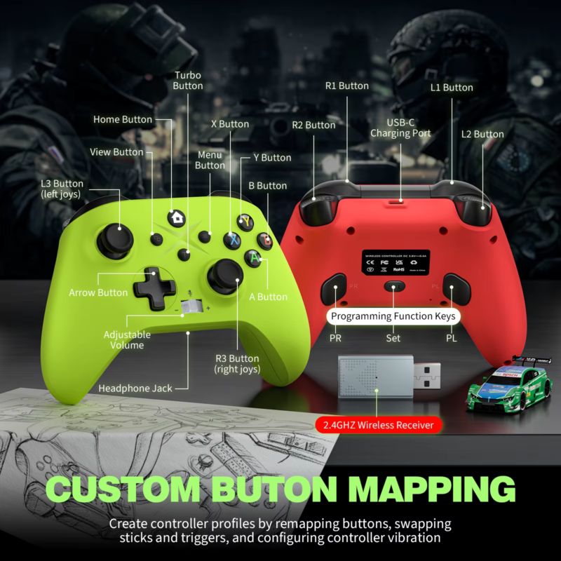 Wireless Gamepad for Xbox One Series X/S/Pc/Ios/Android/Steam 6 Axis Gyro with T
