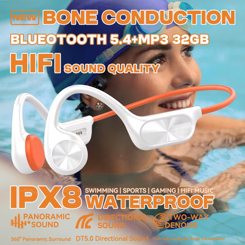 Bone Conduction Wireless Headphone IPX8 Waterproof Swimming Headset Bluetooth 5.