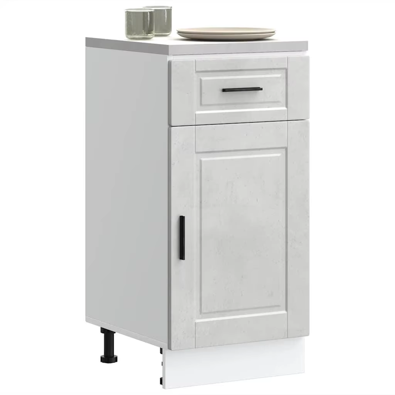 Porto Concrete Grey Engineered Wood Kitchen Base Cabinet - Stylish & Durable Sto