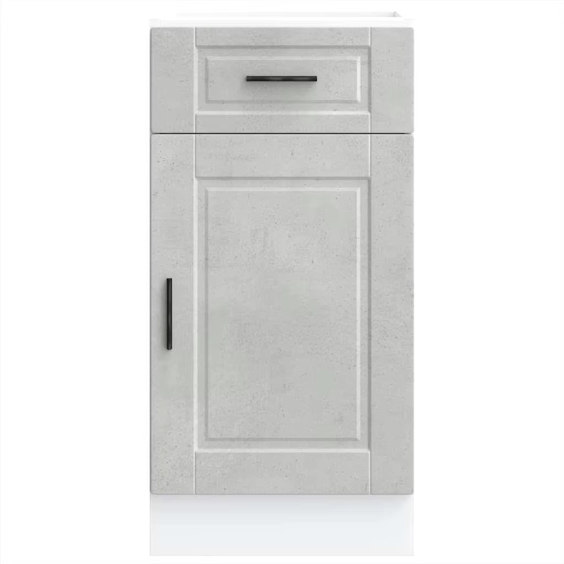 Porto Concrete Grey Engineered Wood Kitchen Base Cabinet - Stylish & Durable Sto