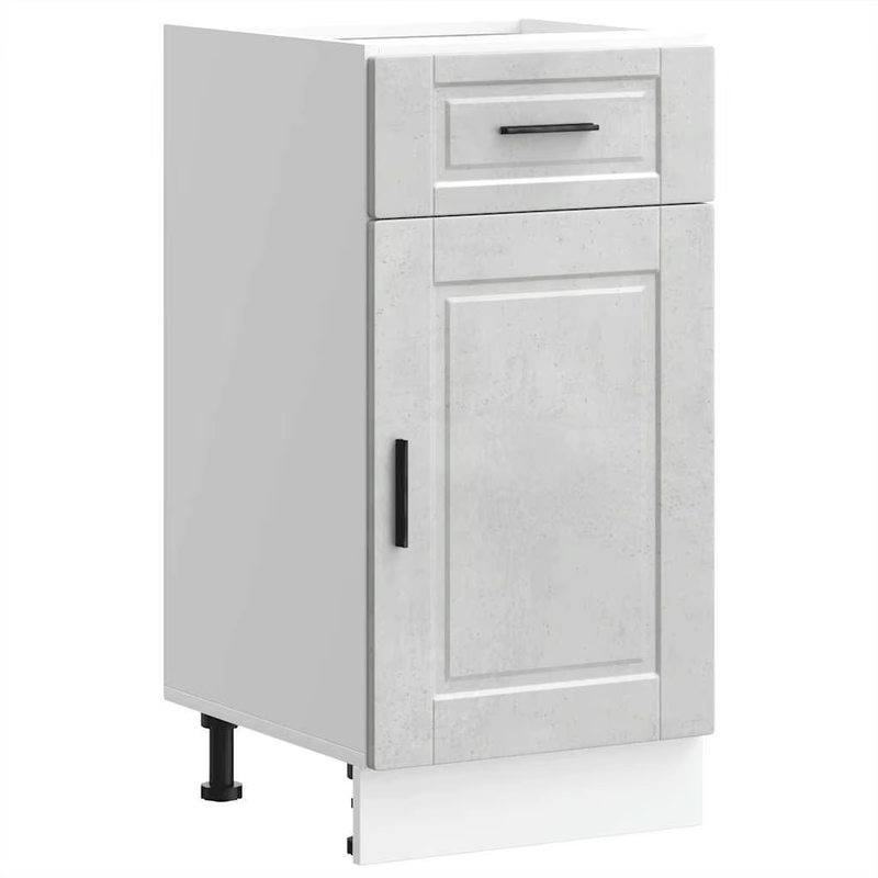 Porto Concrete Grey Engineered Wood Kitchen Base Cabinet - Stylish & Durable Sto