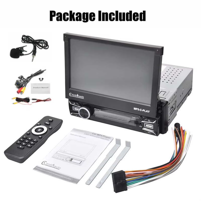 7'' Single 1 DIN Flip Out HD Screen Car Stereo Radio Wireless Apple Carplay Andro