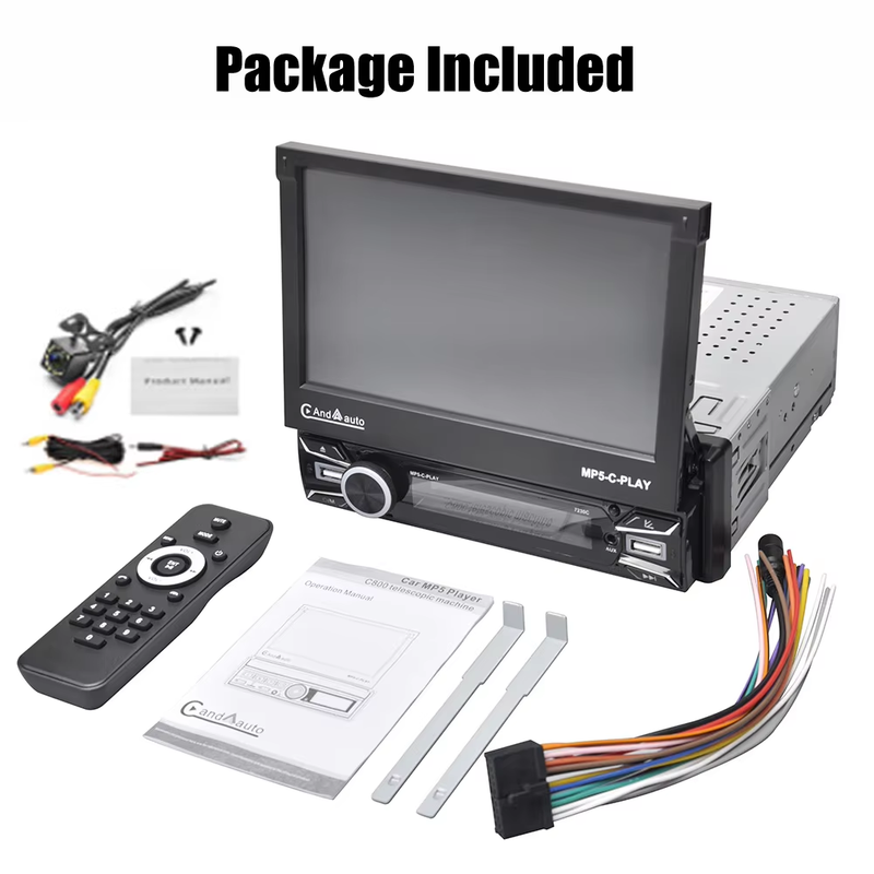 7'' Single 1 DIN Flip Out HD Screen Car Stereo Radio Wireless Apple Carplay Andro