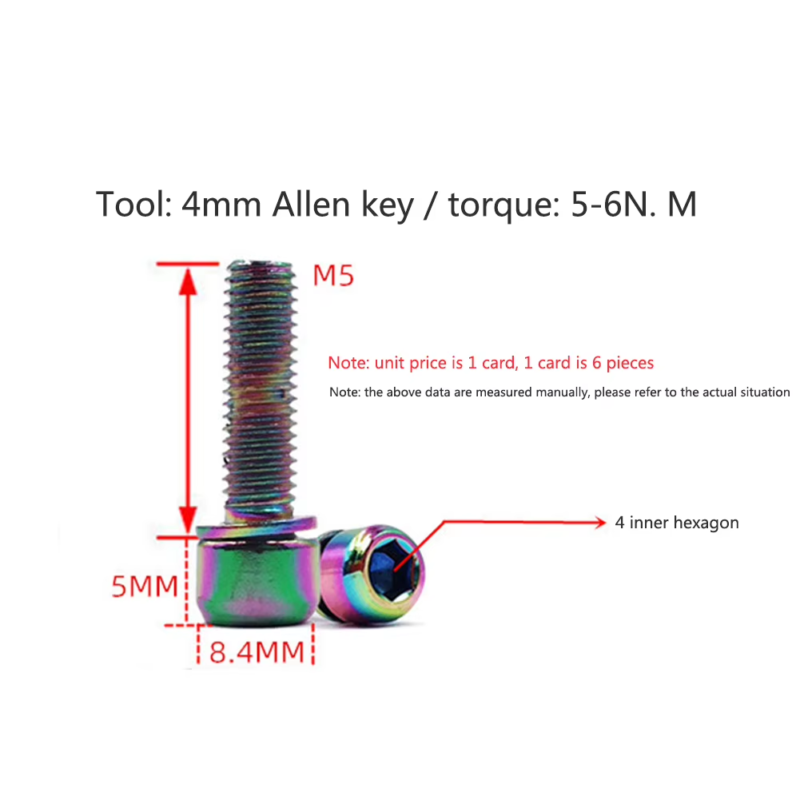 6-12PCS Bicycle Stem Bolt M5X18Mm MTB Road Bike Handlebar Stems Bolts Titanium-P