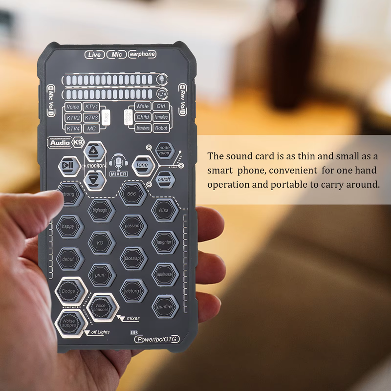 Live Sound Card Handheld Outdoor Portable DSP Sound Card Effect Device Audio Mix