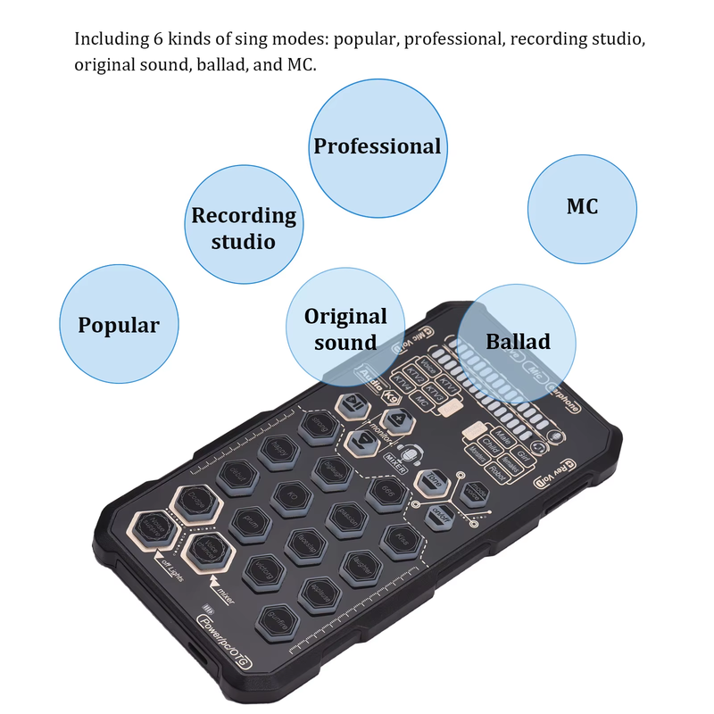 Live Sound Card Handheld Outdoor Portable DSP Sound Card Effect Device Audio Mix