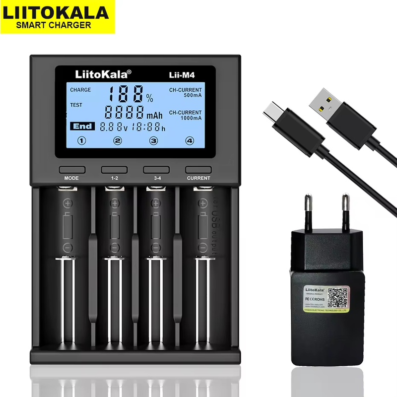 Lii-M4 18650 Charger LCD Display Universal Smart Charger Test Capacity 26650 186
